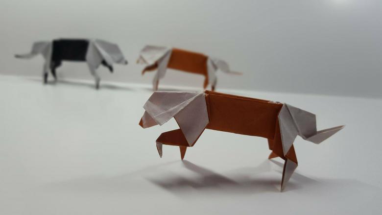 Оригами собака