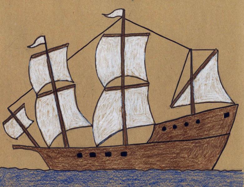 Корабль нарисованный карандашом 