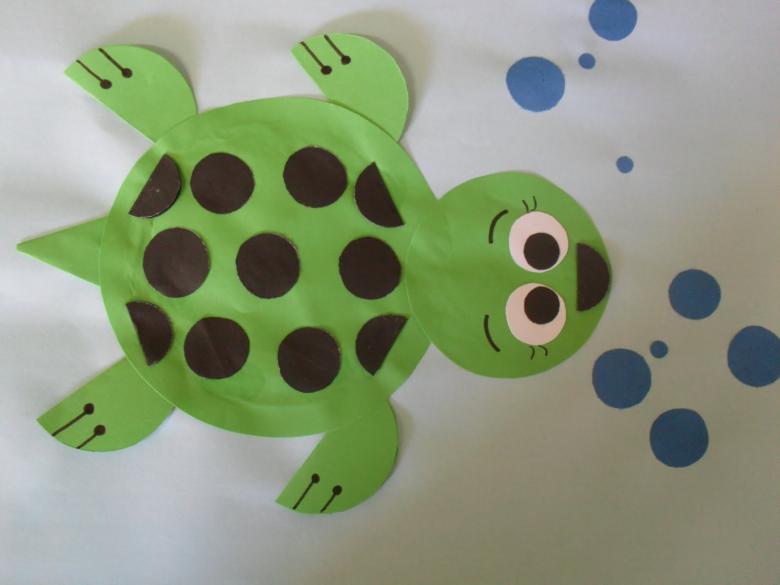 Аппликация черепахи из геометрических фигур
