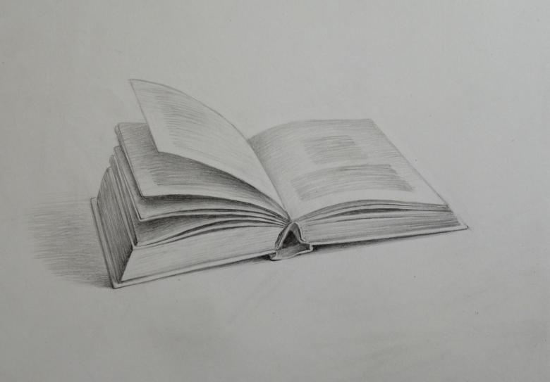 Книга нарисованная карандашом 