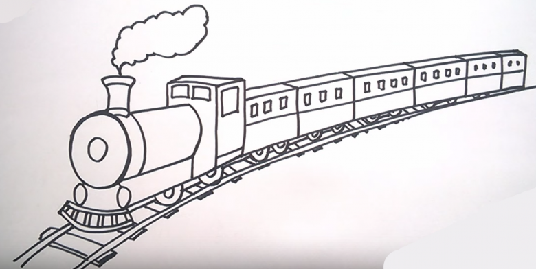 Рисунок карандашом для детей поезд (34 фото)