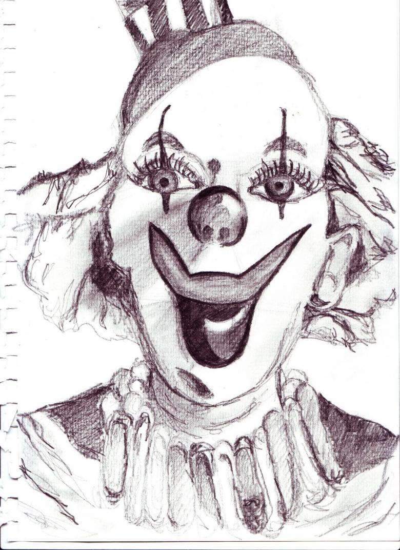 Клоун нарисованный карандашом 