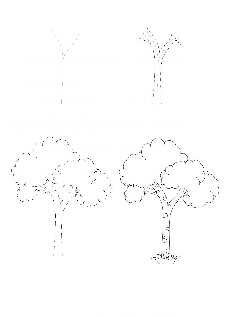 Нарисованное дерево карандашом 