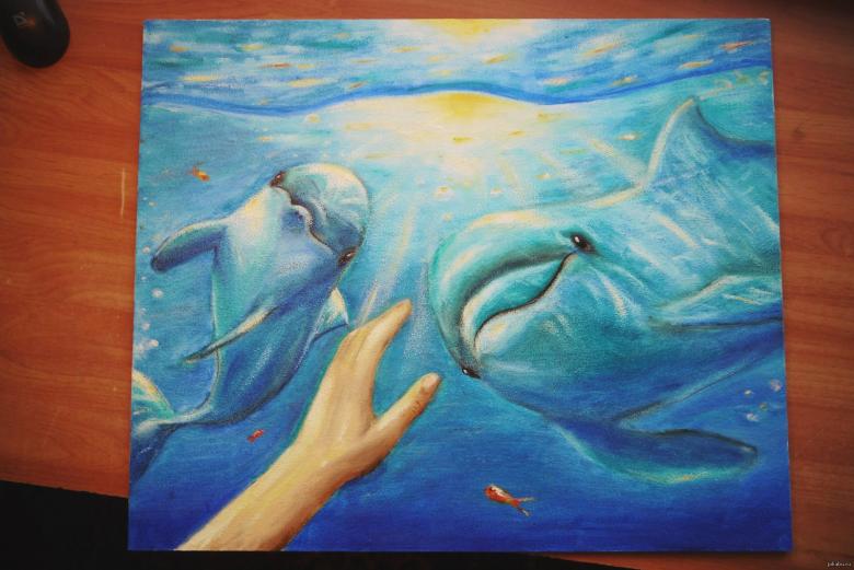 Нарисованный дельфин 