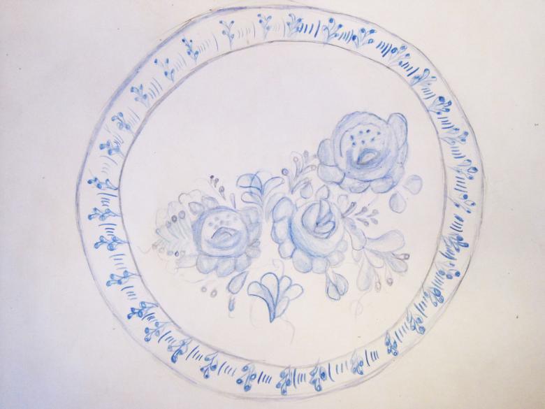 Нарисованная тарелка 