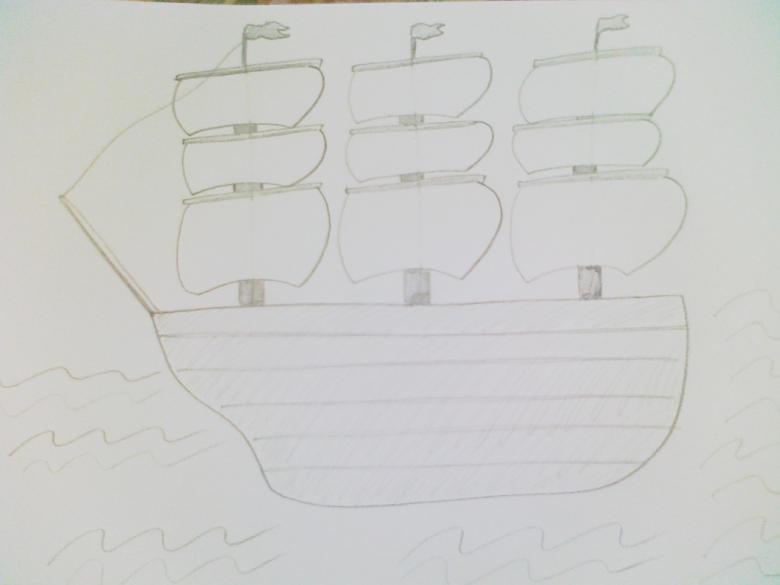 Корабль нарисованный карандашом 