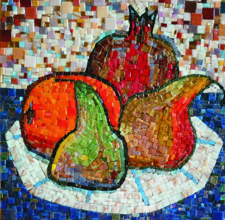 Аппликация фруктов из мозаики 