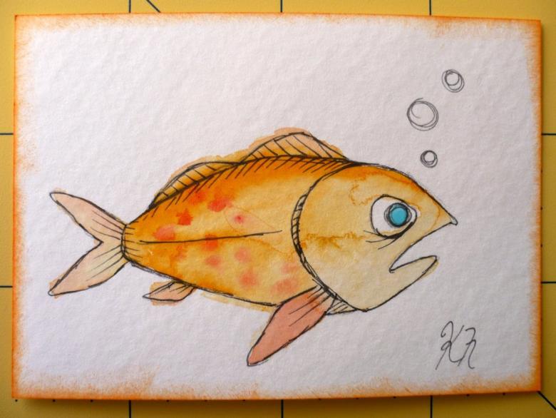 Нарисованная рыбка 