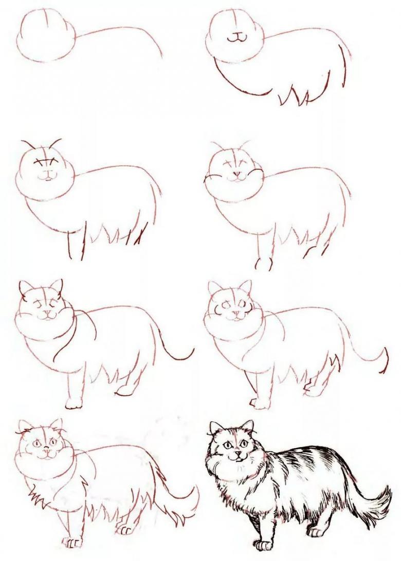 Нарисованная кошка 