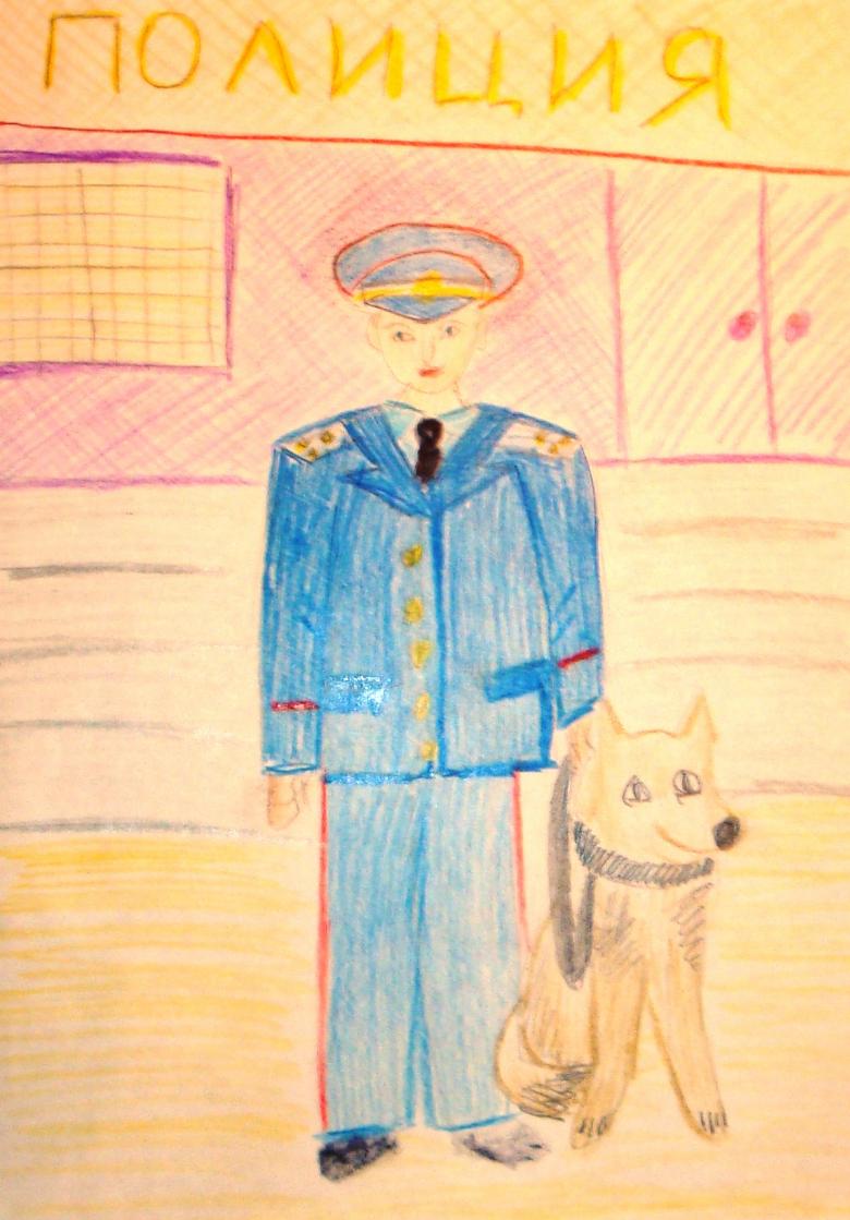 Полицейский нарисованный карандашом 
