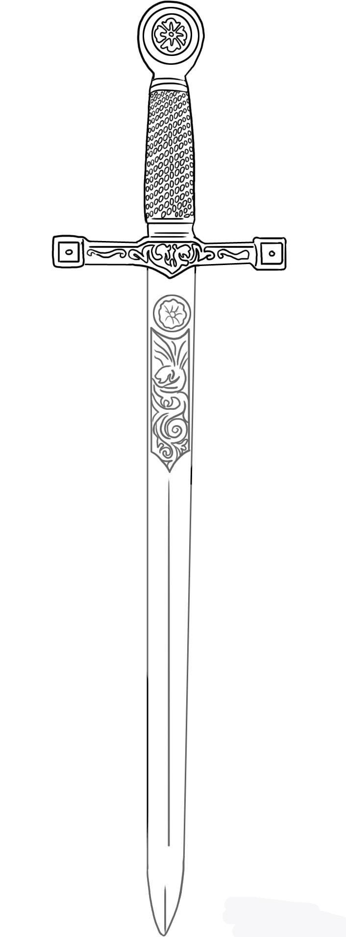 Рисунок меча поэтапно (46 фото)