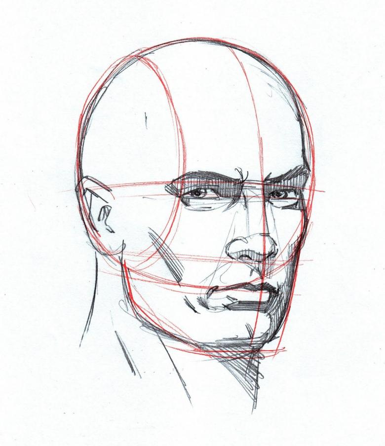 Нарисованное лицо карандашом