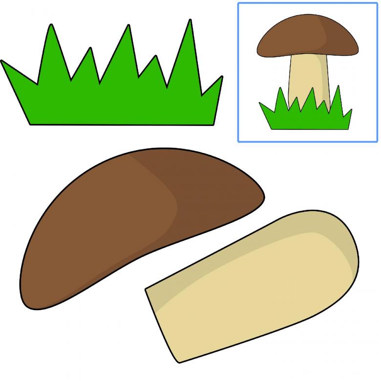 Заготовки аппликация грибов из цветной бумаги и картона