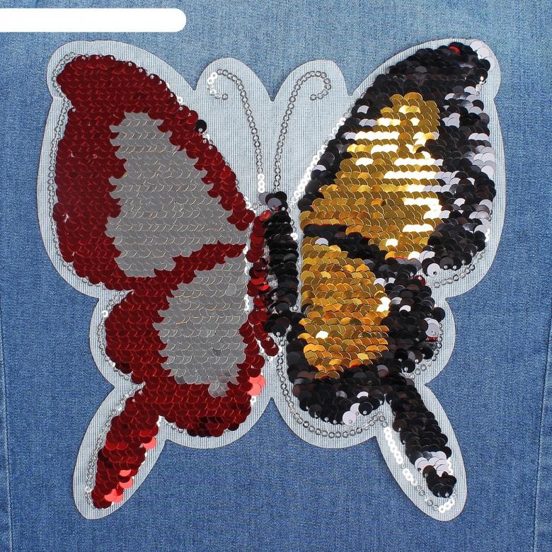 Аппликация бабочек из блесток и ткани 