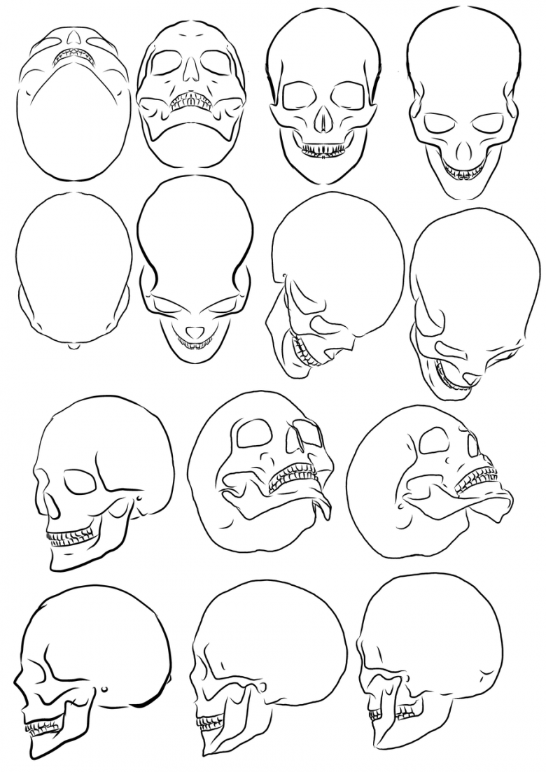 Как рисовать черепа карандашами поэтапно