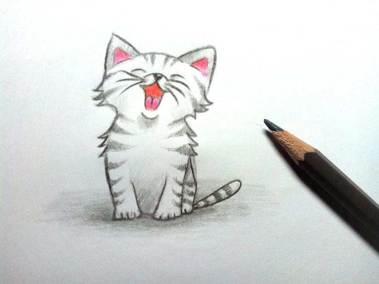 Нарисованный котенок  