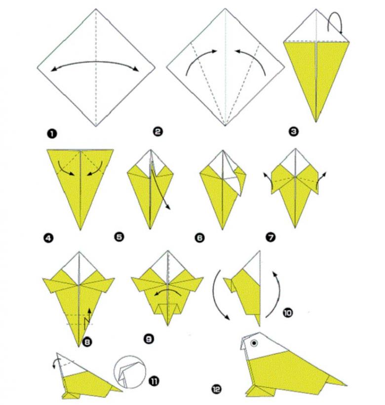 Оригами попугай