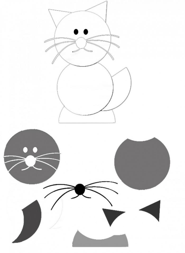 Заготовки для  детской аппликация котенка своими руками