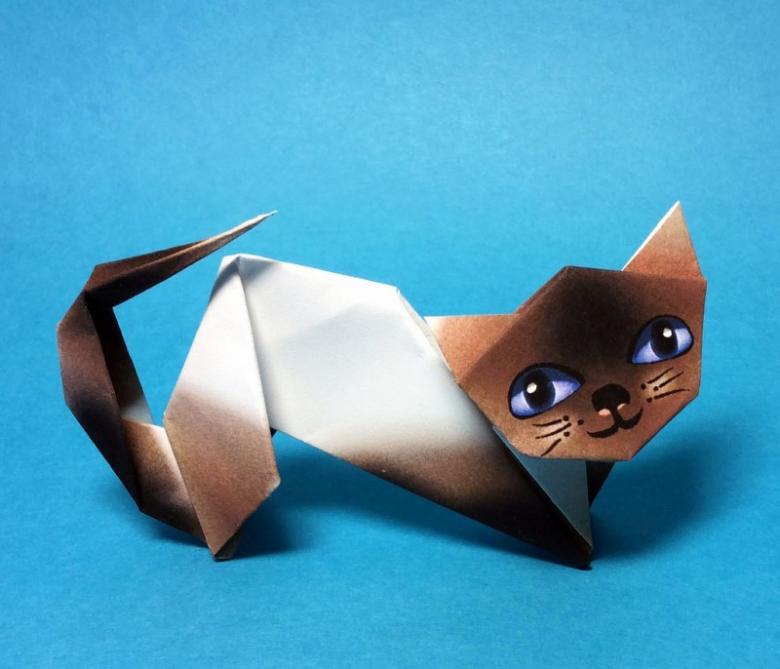 Бумажная кошка в технике оригами: пошаговый мастер-класс с фото