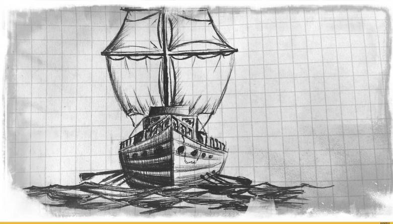 Как нарисовать корабль с парусами — парусник