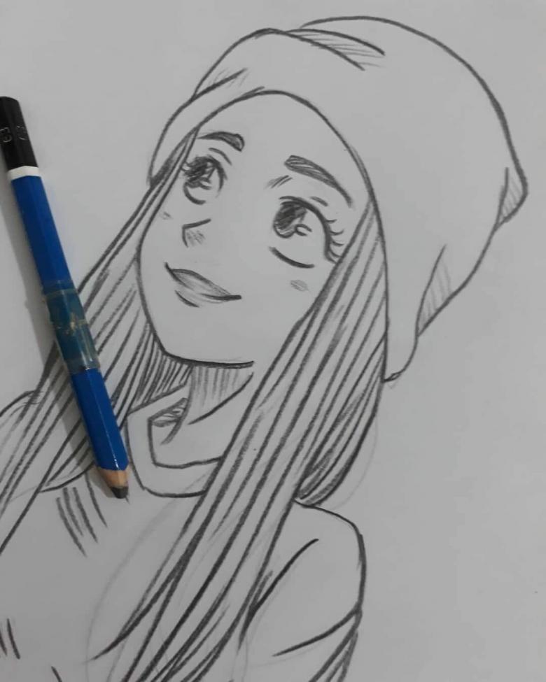 Девушка нарисованная карандашом 
