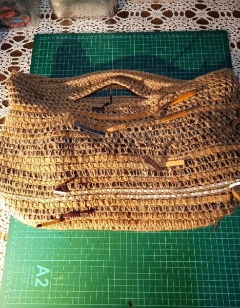 Вязание сумки из джута